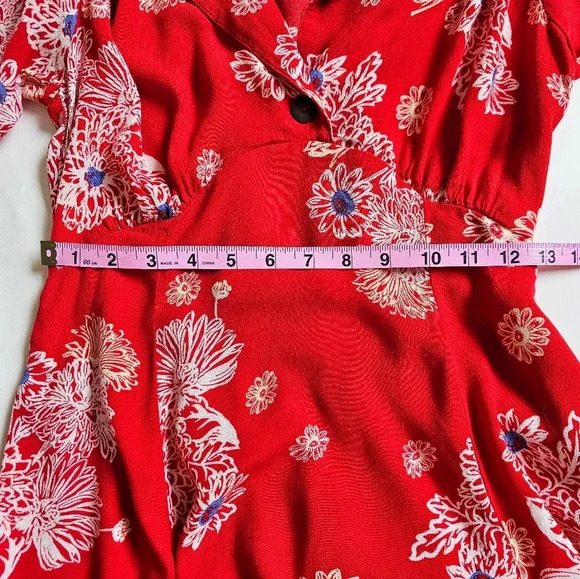 Free People Size XS Hawaiin printed v neck fit and Flare  viscose dress pocke… - Picture 10 of 11